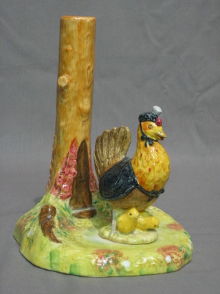 A Beswick lamp base in the form of tree stump with chicken 11"