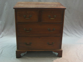 A Georgian style mahogany chest of 2 short and 2 long drawers with brass swan neck drop handles raised on bracket feet 26"