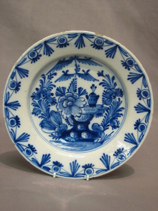 An 18th Century blue and white Delft plate 9"