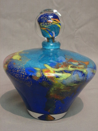 A Pascal Guyot blue glass scent bottle and stopper dated 2006 complete with certificate of authenticity 5"