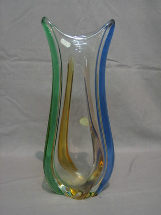 A Czechoslovakian Art Glass vase with label 15"