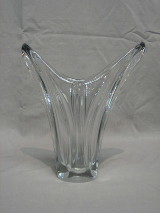A French clear Art Glass vase 11", the base signed