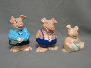 3 Wade Natwest piggy banks - Woody the baby, Lady Hillary the mother and Maxwell the son