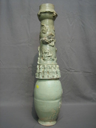 An Oriental Sung funeral vase and cover