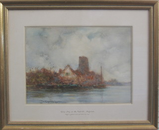 Frank Spenlove-Spenlove, impressionist watercolour "Grey Day on the Scheldt Belgium" signed and dated 1922 10" x 14"