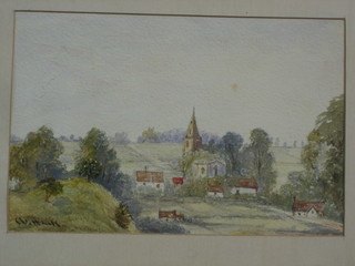Watercolour drawing "Near South Brent Devon - Study of a Church" 7" x 10" indistinctly signed