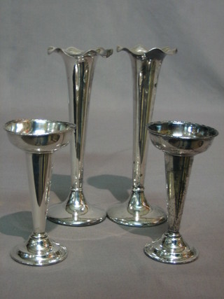 2 pairs of silver plated specimen vases 7" and 5"