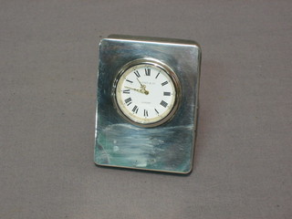 A modern silver cased travelling clock by Tiffany & Co 3"