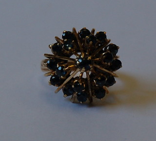 An Eastern gold dress ring set sapphires