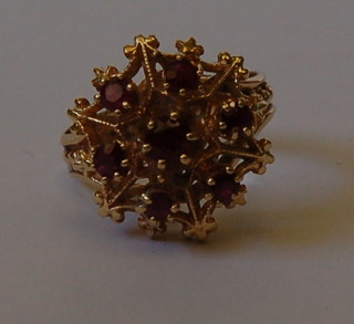 A lady's 18ct gold dress ring set rubies