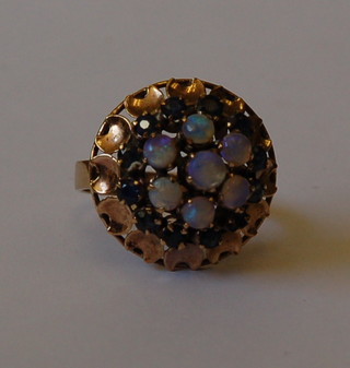 A 14ct gold dress ring set opals