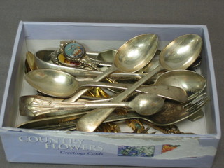A small collection of silver plated teaspoons