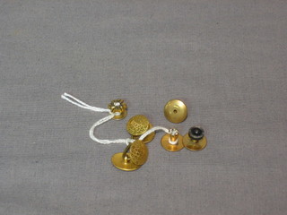 A pair of gilt metal cufflinks, a gilt stud, a gilt stud set a pearl and 2 gilt studs set white stones