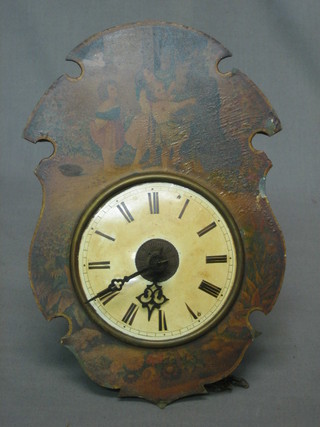 A Continental hanging wall clock with painted dial 6"