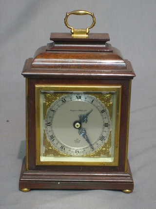 A 1950's Elliott 8 day reproduction Georgian bracket clock with silvered dial, by Mappin & Webb, contained in a mahogany case 5"