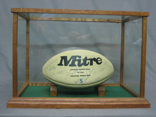 A Mitre Official World Cup Rugy match ball, size no. 5, signed by the South African Rugby team