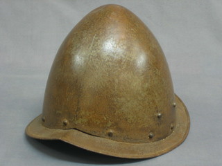 A Victorian, 16th Century style, peaked Cabasset helmet with 1 ear flap