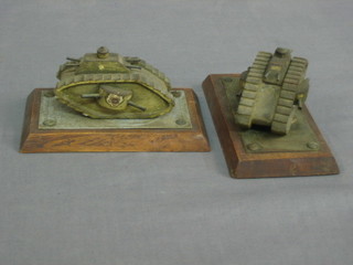 2 wooden models of First World War tanks 6"
