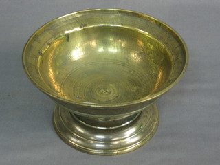 An Eastern cast bronze circular pedestal bowl 7 1/2"