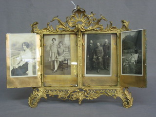 A 19th/20th Century gilt metal photograph frame with 6 panels contained in a pierced gilt easel frame