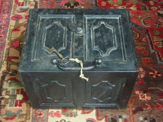 A 19th Century iron twin handled strong box - reputedly removed from H M Tower of London, 16"