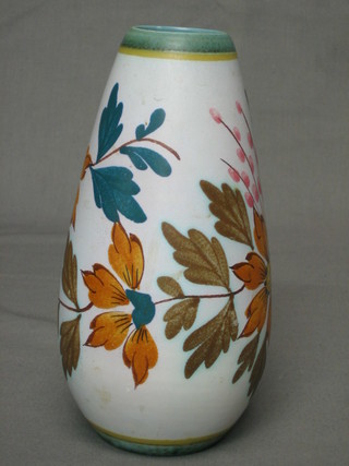 A Gouda pottery vase with floral decoration, base marked 1272 Fiora Gouda Holland Roi, 8"