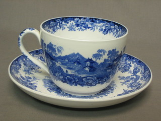 A large Mintons blue and white cup and saucer