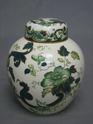 A Masons Chartreuse pattern ginger jar and cover 7"