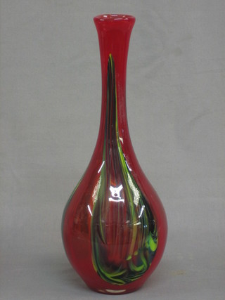 A Murano glass club shaped vase 15"