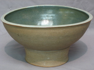 An Art Pottery pedestal bowl 10"