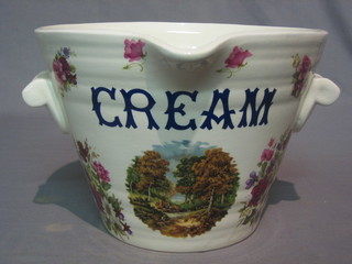 A reproduction Victorian pottery cream pail, marked Cream  11"