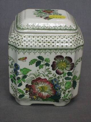 A rectangular  Masons ironstone  ginger jar and cover, the base with blue mark