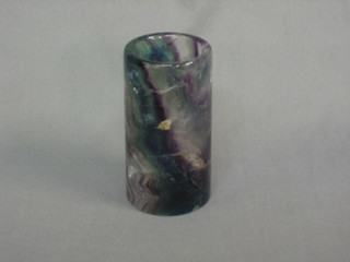 A cylindrical Art Glass vase with marble effect 5"