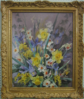 Jack Carter, watercolour drawing still life study "Spring Flowers" signed and dated Jack Carter 1959 21" x 17"