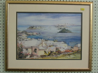 C Holding, watercolour "Bermudan Scene", labelled to the reverse 11" x 16"