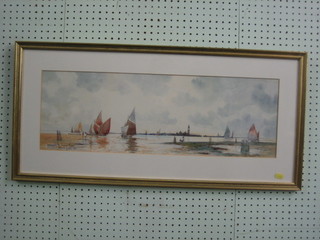 Thomas Sidney, watercolour "Evening on the Lagoon Venice" 9" x 27"