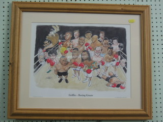 Griffin, a coloured print "Griffin's Boxing Greats" 12" x 16"