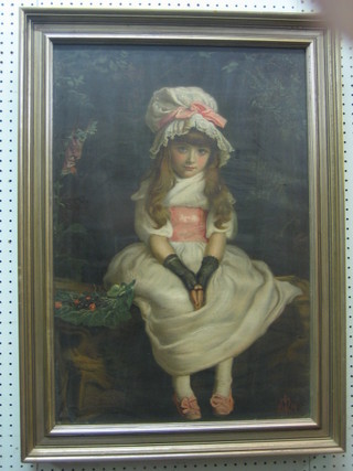 An 1879 Pear's print of a seated girl 27" x 18" (light creasing)