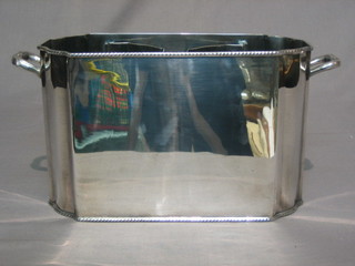 A Georgian style rectangular silver plated twin handled wine cooler 12"