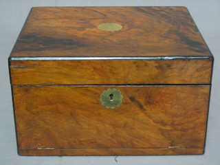 A Victorian walnut trinket box with hinged lid, the base fitted a drawer 12"
