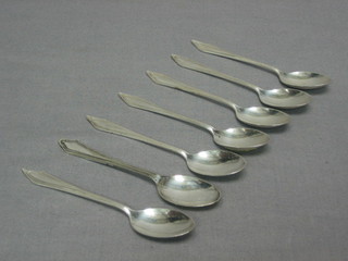 A  set of 6 Art Deco silver coffee spoons, Birmingham 1935 with Jubilee mark and a  silver plated coffee spoon 2 ozs