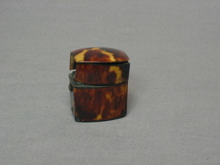 A 19th Century tortoiseshell cased inkwell with hinged lid (hinge f) 2"