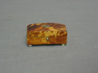 A 19th Century rectangular tortoiseshell trinket box with domed and hinged lid  2 1/2" (small section of tortoiseshell missing from back)