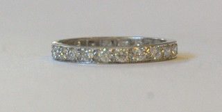 A lady's 18ct white gold diamond set full eternity ring, approx 0.95ct