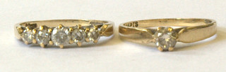 2 9ct gold dress ring set white stones