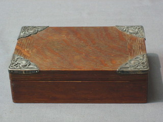 A cedar cigarette box with silver mounts 5 1/2"