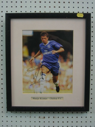 A signed colour photograph of Mateja Kezman in blue Chelsea football strip, 10" x 8", with certificate of authenticity