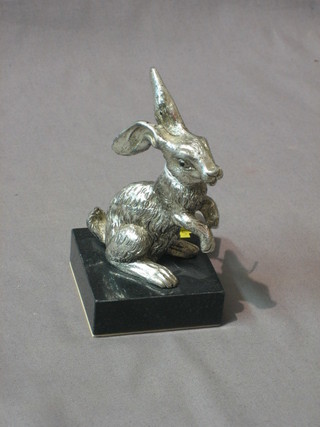 An Alvis style car mascot in the form of seated rabbit 4"
