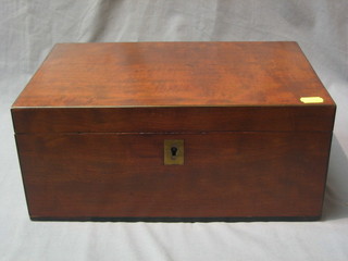 A Victorian mahogany writing slope with hinged lid 14"