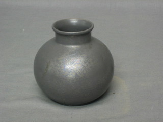A Poole Pottery grey glazed globular shaped  vase, the base base with Dolphin mark, marked Poole England, 4"